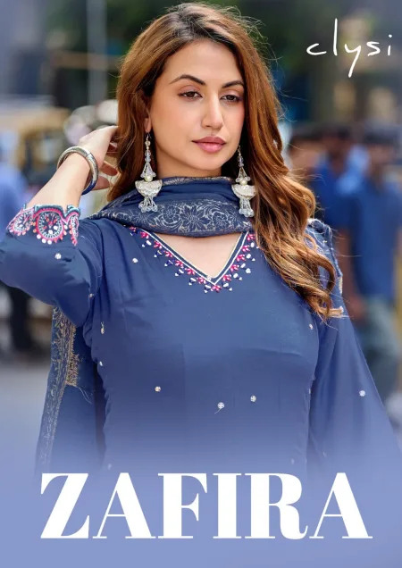 Zafira By Clysi Muslin Khatali And Thread Work Kurti Bottom With Dupatta
